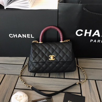 A92990, Small Flap Bag with Top Handle, CHANEL Handbags, Caviar, Grained Calfskin