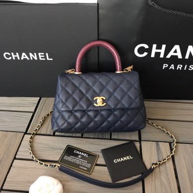 A92990, Small Flap Bag with Top Handle, CHANEL Handbags, Caviar, Grained Calfskin