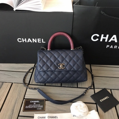 A92990, Small Flap Bag with Top Handle, CHANEL Handbags, Caviar, Grained Calfskin