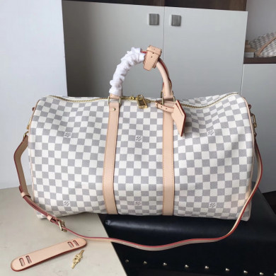 KEEPALL BANDOULIÈRE 50, Louis Vuitton LV TRAVEL BAG , Damier Azur Canvas