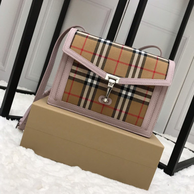 80063591, Small Vintage Check and Leather Crossbody Bag, Burberry Handbag