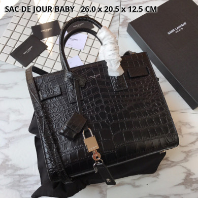 421863 CLASSIC SAC DE JOUR BABY IN EMBOSSED CROCODILE SHINY LEATHER, YSL Saint Laurent