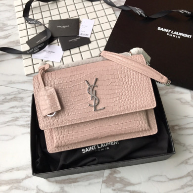 442906 SUNSET MEDIUM IN CROCODILE EMBOSSED SHINY LEATHER, YSL Saint Laurent