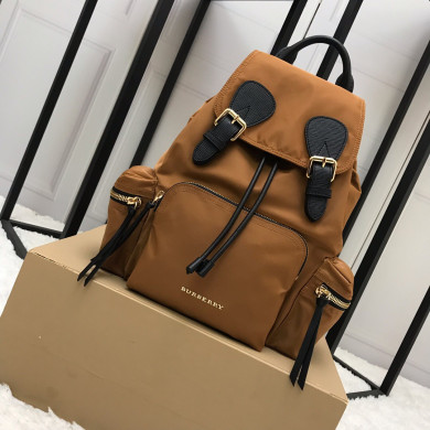 40166221, The Medium Rucksack in Technical Nylon and Leather, BURBERRY BACKPACKS