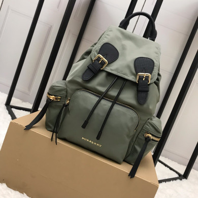 40166221, The Medium Rucksack in Technical Nylon and Leather, BURBERRY BACKPACKS