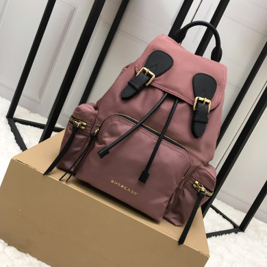 40166221, The Medium Rucksack in Technical Nylon and Leather, BURBERRY BACKPACKS
