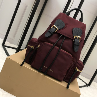 40166221, The Medium Rucksack in Technical Nylon and Leather, BURBERRY BACKPACKS