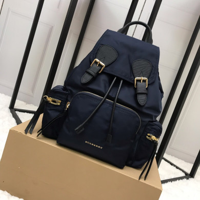 40166221, The Medium Rucksack in Technical Nylon and Leather, BURBERRY BACKPACKS