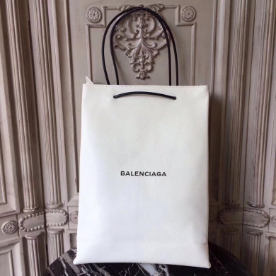 SHOPPING BAG NORTH-SOUTH M, Long natural grain calfskin shopping bag with marquetry logo, BALENCIAGA HANDBAGS