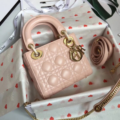 MINI LADY DIOR LAMBSKIN BAG, Strap long about 120cm, Christian Dior CD Handbags