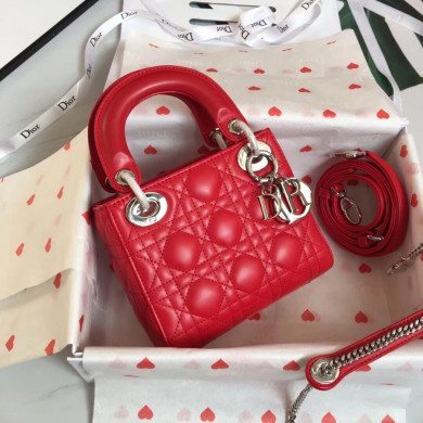MINI LADY DIOR LAMBSKIN BAG, Strap long about 120cm, Christian Dior CD Handbags