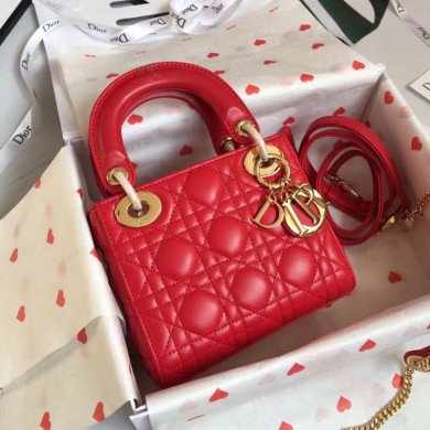 MINI LADY DIOR LAMBSKIN BAG, Strap long about 120cm, Christian Dior CD Handbags
