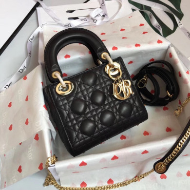 MINI LADY DIOR LAMBSKIN BAG, Strap long about 120cm, Christian Dior CD Handbags