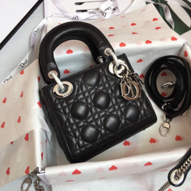 MINI LADY DIOR LAMBSKIN BAG, Strap long about 120cm, Christian Dior CD Handbags