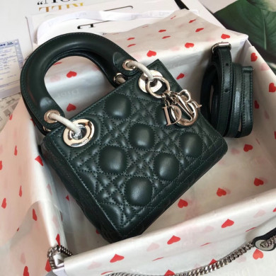 MINI LADY DIOR LAMBSKIN BAG, Strap long about 120cm, Christian Dior CD Handbags