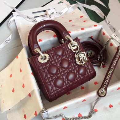 MINI LADY DIOR LAMBSKIN BAG, Strap long about 120cm, Christian Dior CD Handbags