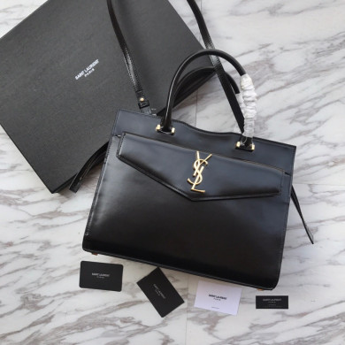 MEDIUM UPTOWN TOTE IN SHINY SMOOTH LEATHER, YSL Saint Laurent