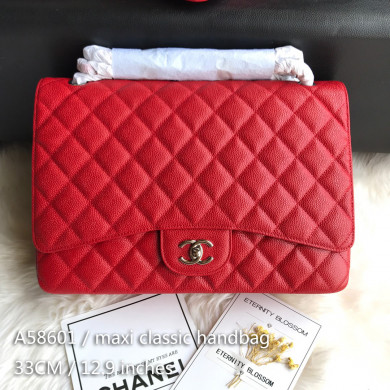A58601 maxi classic handbag, CHANEL Grained Calfskin 33cm / 12.9in