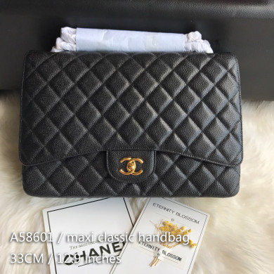 A58601 maxi classic handbag, CHANEL Grained Calfskin 33cm / 12.9in