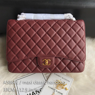 A58601 maxi classic handbag, CHANEL Grained Calfskin 33cm / 12.9in