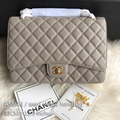 A58601 maxi classic handbag, CHANEL Grained Calfskin 33cm / 12.9in