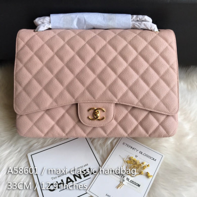 A58601 maxi classic handbag, CHANEL Grained Calfskin 33cm / 12.9in