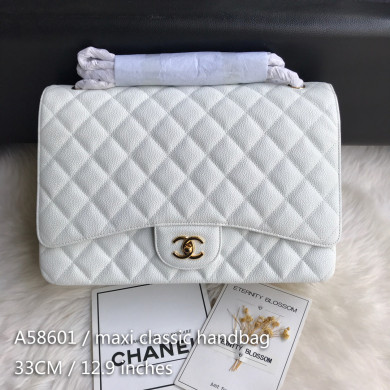 A58601 maxi classic handbag, CHANEL Grained Calfskin 33cm / 12.9in