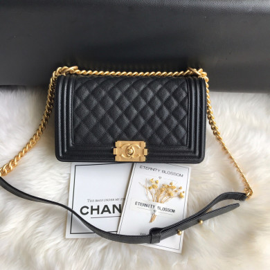 A67086, CHANEL BOY CHANEL HANDBAG, GRAINED CALFSKIN / CAVIAR