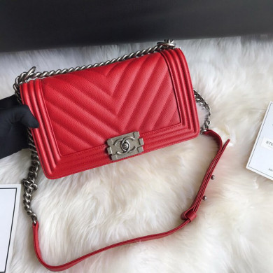 A67086, BOY CHANEL Handbag, Calfskin / CAVIAR