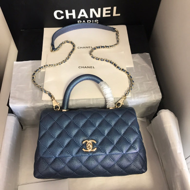 A92990, Small Flap Bag with Top Handle, CHANEL Handbags, Caviar, Grained Calfskin, Gold-Tone Metal