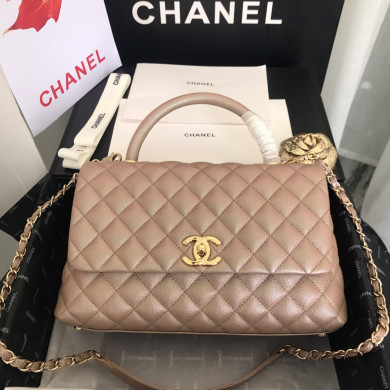 A92991, Flap Bag with Top Handle, CHANEL Handbags, Caviar, Grained Calfskin, Gold-Tone Metal