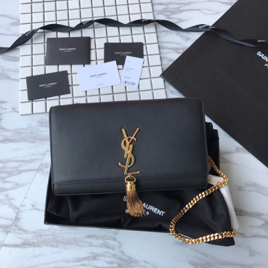 354119 KATE MEDIUM BAG WITH LEATHER TASSEL IN GRAIN DE POUDRE EMBOSSED LEATHER, Yves Saint Laurent YSL