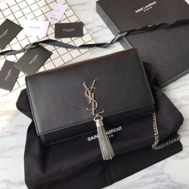 354119 KATE MEDIUM BAG WITH LEATHER TASSEL IN GRAIN DE POUDRE EMBOSSED LEATHER, Yves Saint Laurent YSL