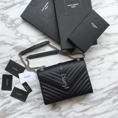 ENVELOPE MEDIUM BAG IN QUILTED GRAIN DE POUDRE EMBOSSED LEATHER, YSL SAINT LAURENT
