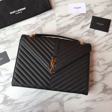 ENVELOPE LARGE BAG IN QUILTED GRAIN DE POUDRE EMBOSSED LEATHER, YSL SAINT LAURENT