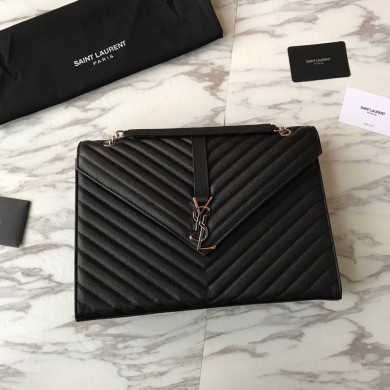 ENVELOPE LARGE BAG IN QUILTED GRAIN DE POUDRE EMBOSSED LEATHER, YSL SAINT LAURENT