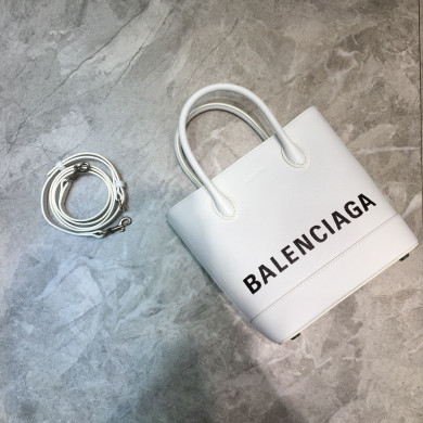 VILLE TOTE XXS, Handle Bag in white small grain leather, BALENCIAGA HANDBAG