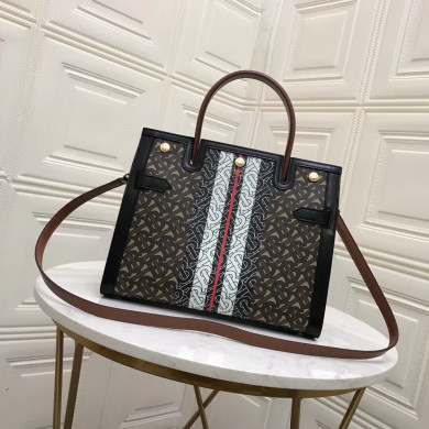 Medium Monogram Stripe E-canvas Title Bag, Burberry Handbag