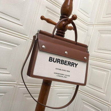 Small Horseferry Print Title Bag with Pocket Detail, Burberry Handbag