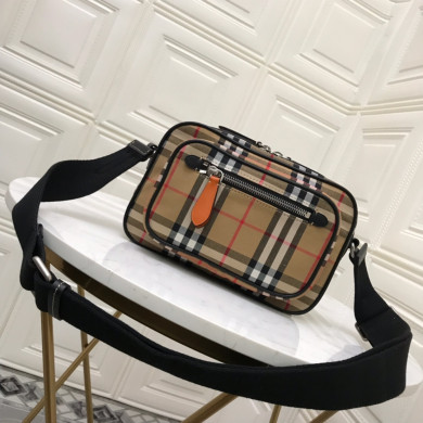Vintage Check And Leather Crossbody Bag, Burberry Handbag