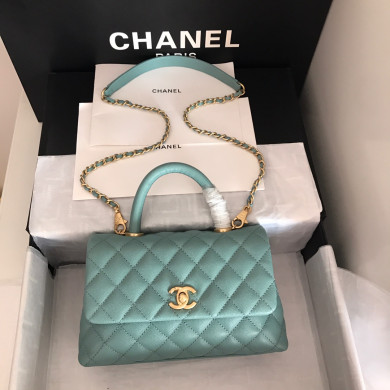 A92990, Small Flap Bag with Top Handle, CHANEL Handbags, Caviar, Grained Calfskin, Gold-Tone Metal