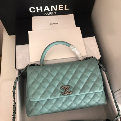 A92991, Flap Bag with Top Handle, CHANEL Handbags, Caviar, Grained Calfskin, Gold-Tone Metal