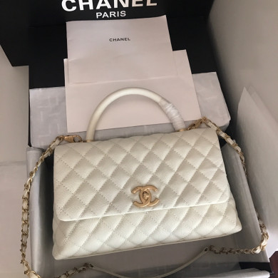 A92991, Flap Bag with Top Handle, CHANEL Handbags, Caviar, Grained Calfskin, Gold-Tone Metal