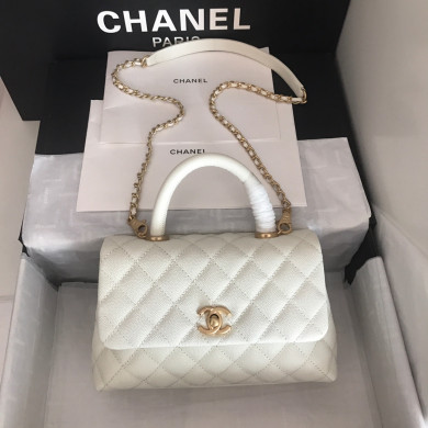A92990, Small Flap Bag with Top Handle, CHANEL Handbags, Caviar, Grained Calfskin, Gold-Tone Metal