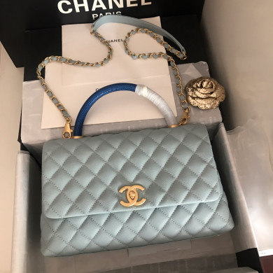 A92991, Flap Bag with Top Handle, CHANEL Handbags, Caviar, Grained Calfskin, Gold-Tone Metal