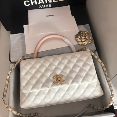 A92991, Flap Bag with Top Handle, CHANEL Handbags, Caviar, Grained Calfskin, Gold-Tone Metal