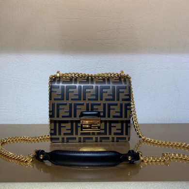 KAN U SMALL, Black leather bag, Fendi Shoulder Bag