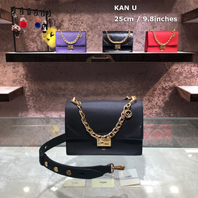 KAN U, Black leather bag, Fendi Shoulder Bag