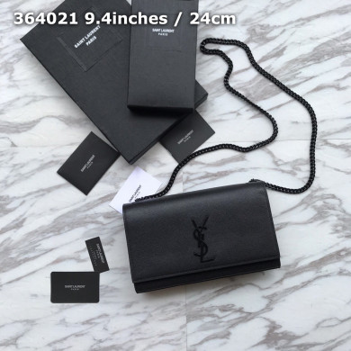 YSL, MONOGRAM SAINT LAURENT CHAIN WALLET IN BLACK GRAIN