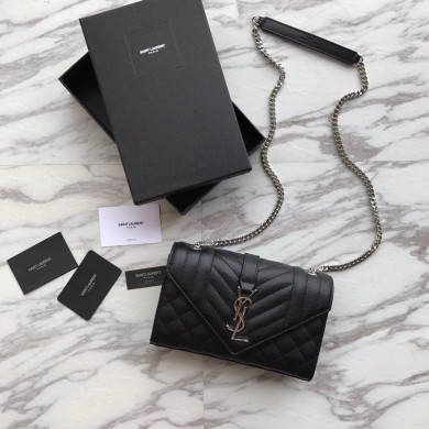 526286 ENVELOPE SMALL BAG IN MIX MATELASSÉ GRAIN DE POUDRE EMBOSSED LEATHER, Yves Saint Laurent YSL